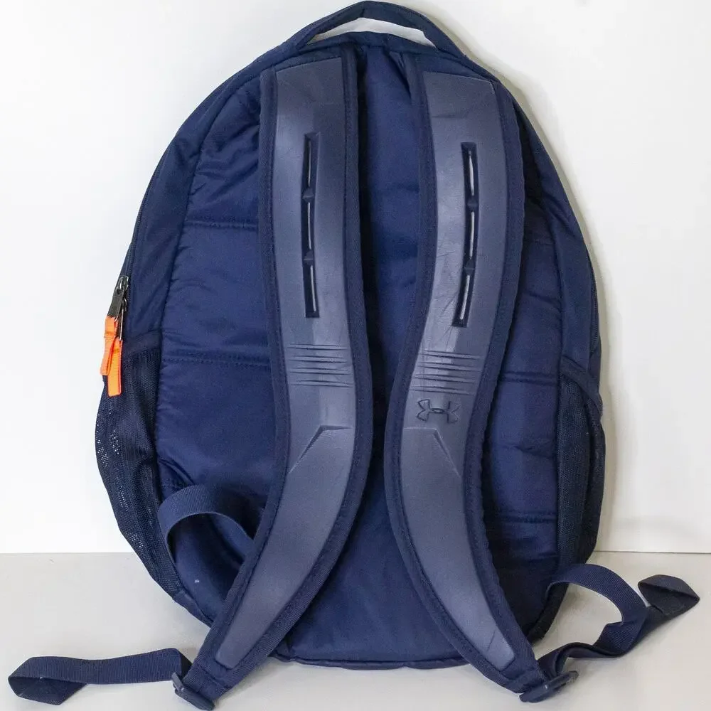 Under Armour UA Storm Hustle 4.0 Backpack Navy Blue Orange Laptop School Bag